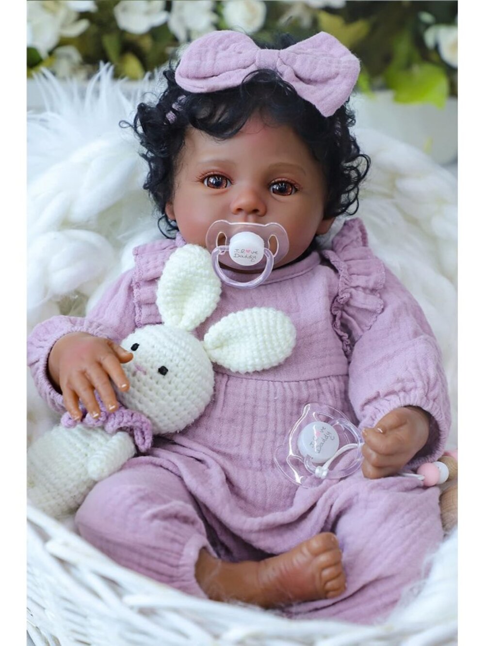 18 Inch African American Newborn Doll Cloth Body with Accessories for Kid Age 3+